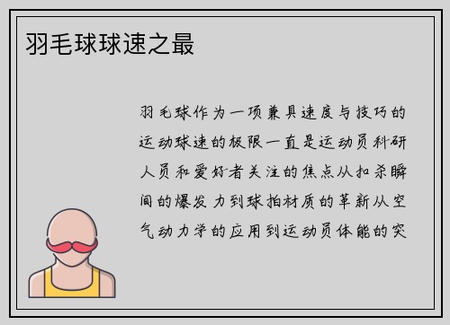 羽毛球球速之最